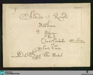 Reinhold und Armida. Arr - Don Mus.Ms. 2050 : V (X), cemb