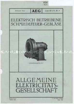 Elektrisch betriebene Schmiedefeuer-Gebläse (O) (Liste Kf 2/V, Nr.9)
