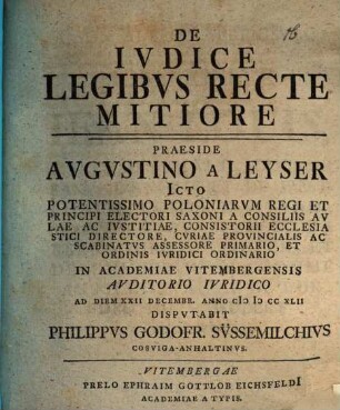 De iudice legibus recte mitiore