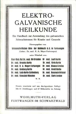BROSCHÜRE ELEKTROGALVANISCHE HEILKUNDE
