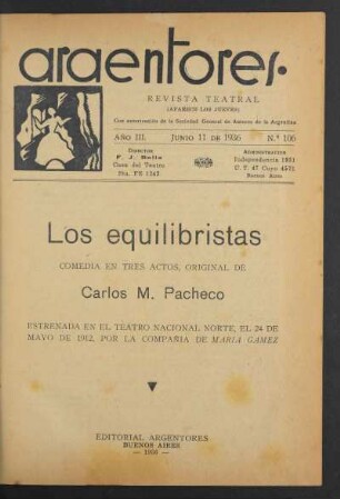 1936010600: Los equilibristas : comedia en tres actos
