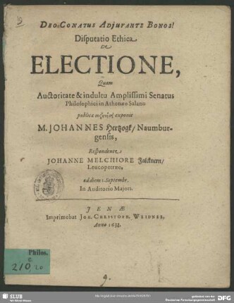 Disputatio Ethica De Electione