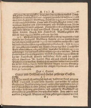 Das 6. Capitel. Einige zum Beschluß noch hieher gehörige Sachen.