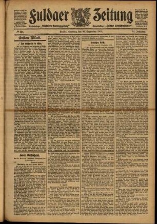 Erste Ausgabe vom Samstag, den 30. September 1905.