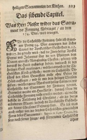 Das sibende Capitel. Was Herr Reiser wider das Sacrament der Firmung fürbringet