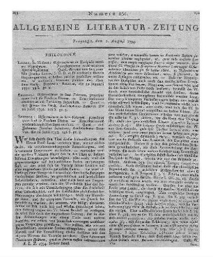 Brink, J. ten: Observationes in loca veterum praecipue quae sunt de vindicta divina. Praeside Joanne Luzac. Leiden: Mostert 1792 (Exercitationum Academicarum specimen. 2)