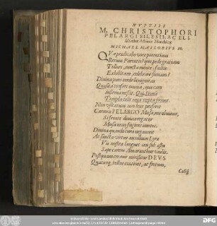 Nuptiis M. Christophori Pelargi Silesii: Ac Elisabethae Albinae Marchicae Michael Haslobius M.