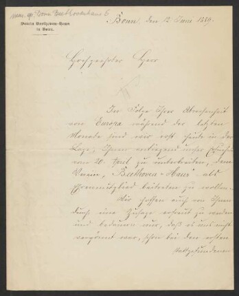 Brief an Hans von Bülow : 12.06.1889