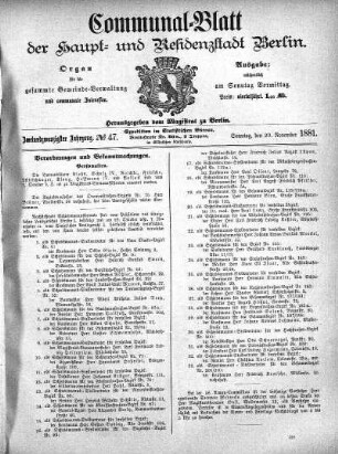 1881,47: No. 47, 20. November 1881