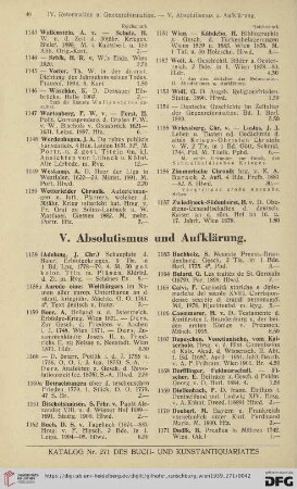V. Absolutismus und Aufklärung (Nr. 1158 - 1414)