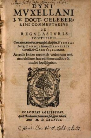 Commentarius in regulas iuris Pontificii