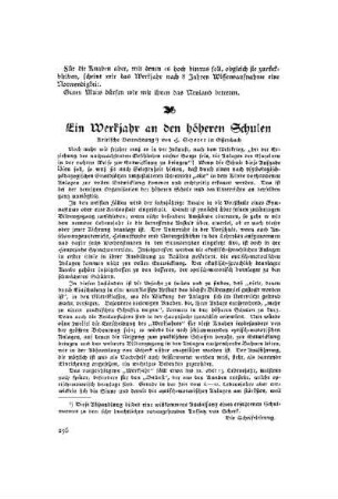 Ein Werkjahr an den höheren Schulen