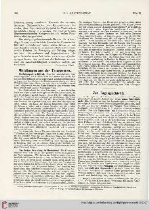 Mitteilungen aus der Tagespresse