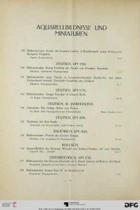 Aquarellbildnisse und Miniaturen (Nr. 129-150)