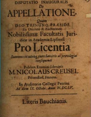 Disp. inaug. de appellatione