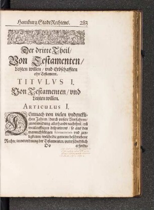 Der dritte Theil/ Von Testamenten/ Letzten willen/ und ...