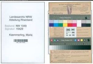 Entnazifizierung Maria Kaemmerling , geb. 25.03.1898 (Direktrice)