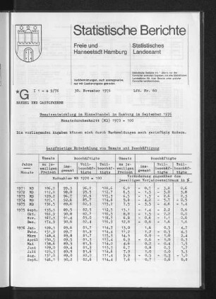 Umsatzentwicklung im Einzelhandel in Hamburg im September 1976 : Lfd. Nr. 60