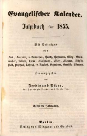 Evangelisches Jahrbuch : für ... 6, 6. 1855