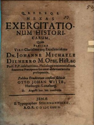 Hexas exercitationum historicarum
