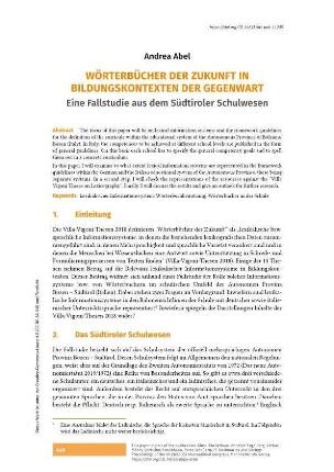 Wörterbücher der Zukunft in Bildungskontexten der Gegenwart. Eine Fallstudie aus dem Südtiroler Schulwesen