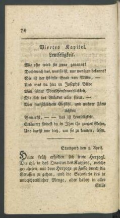 Viertes Kapitel. Leutseligkeit