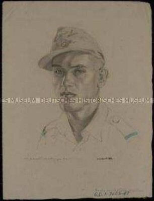 Porträt eines Soldaten der Kroatischen Legion (Angehöriger der 373. Infanterie-Division, sog. "Tigerdivision")