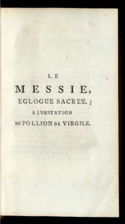 Le Messie, Eglogue Sacrée