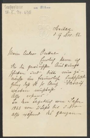 Brief an Friedrich Wilhelm Jähns : 17.11.1882