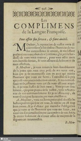 Les Complimens de la Langue Francoise