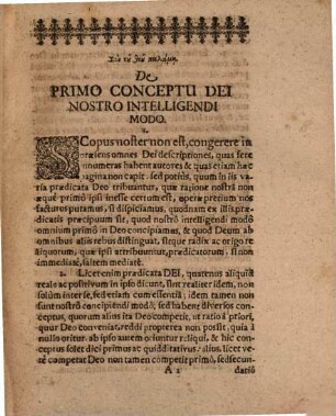 Disputatio Metaphysica De Primo Conceptu Dei, nostro intellegendi modo