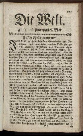 Fünf und zwanzigstes Blat.
