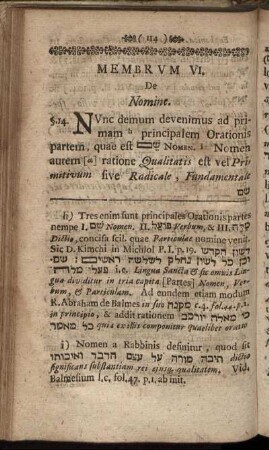 Membrum VI. De Nomine. - Membrum VII. De Pronomine.