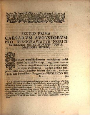 De secturis aerariis burggraviatus Norici superioris Programma II.