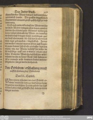 Von Erdbidem/ erschallung unnd auffschründung des Erdbodens. Das XL. Capitel.