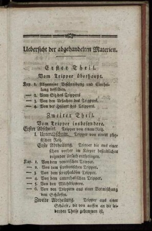 Uebersicht der abgehandelten Materien.
