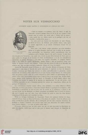12: Notes sur Verrocchio considéré comme maitre et précurseur de Léonard de Vinci