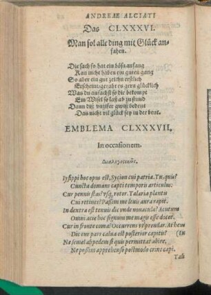 Emblema CLXXXVII. In occasionem. Διαλογιςικῶς.