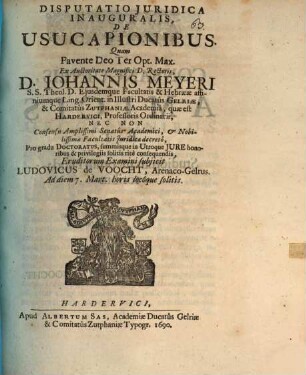 Disp. iur. inaug. de usucapionibus