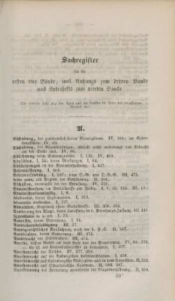 Sachregister für die ersten vier Bände, icl. Anhangs zum dritten Bande und Extraheft zum vierten Bande