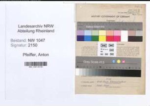 Entnazifizierung Anton Pfeiffer , geb. 23.05.1903 (Elektriker)