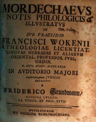 Mordechaeus notis philologicis illustratus