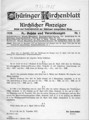 Nr. 1 : 1. Januar 1938
