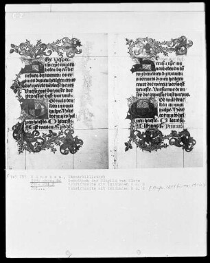 Gebetbuch der Prinzessin Sibylla von Kleve — Initialen H und G mit jeweils anschließender Ranke