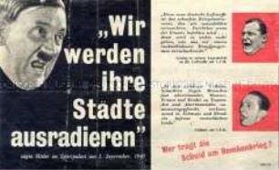 Illustriertes Abwurf-Flugblatt der Alliierten mit Zitaten Hitlers im Vergleich zur aktuellen Kriegslage