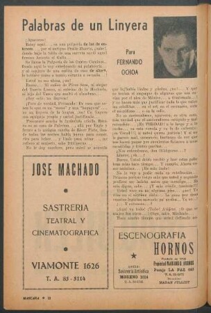 Palabras de un linyera : Para Fernando Ochoa
