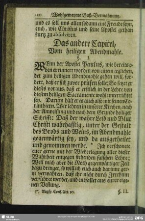 Das andere Capitel, Vom heiligen Abendmahle