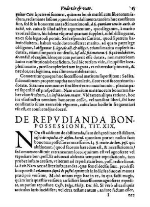 De Repvdianda Bon Possessione, Tit. XIX.