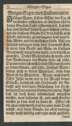 Morgen-Segen eines Communicanten