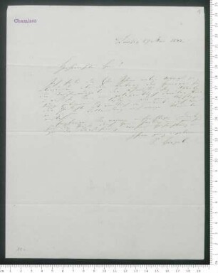 Brief von Salomon Hirzel an Unbekannt